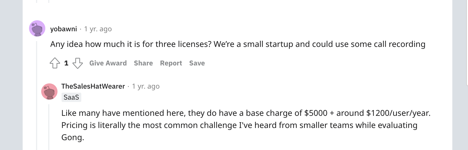 Gong.io pricing 2023 vs 4 other meeting intelligence tools